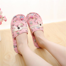 Flax fabric fabric fabric cloth slippers wooden floor silent indoor soft bottom spring women can Machine wash cotton home summer Four Seasons