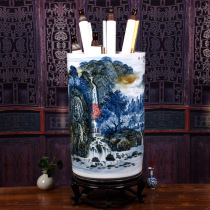 Jingdezhen ceramic master hand-painted painting Tube floor calligraphy and painting cylinder scroll cylinder calligraphy storage bottle put painting storage cylinder
