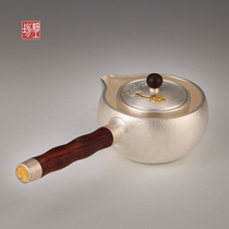 Fine workshop silver pot making tea Sterling silver 999 handmade filter making teapot Side handle Making Teapot Japanese small silver pot