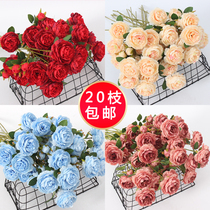 Simulation Floral Ocean Peony Flowers Wedding Flower Arrangement Road Citation Basil Pai Peony home vase Rose embroidered ball flower