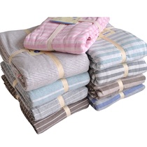Pure cotton baby pillowcase Japanese Tianzhu knitted cotton Standard adult pillowcase Best product striped soft pillowcase