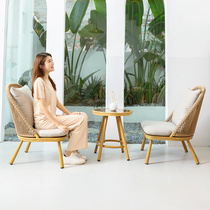 Purple leaf balcony Leisure table and chair Nordic small tea couch chair combined modern minimal tea table and chair three piece set