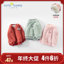 cutebunny baby winter clothes little girl plus velvet padded vests foreign style baby pullover warm coat tide