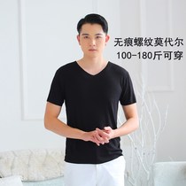 Mens short-sleeved plus-size T-shirt Modal thread summer thin top pajamas Home leisure fitness loose incognito