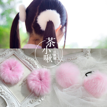 Imitation rabbit hair Hairband Korean solid color plush ball ball hair rope fur ball band cos jade hair jewelry headdress