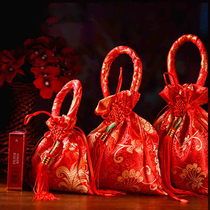 Creative Chinese style wedding back bag brocade hand round Jade tassel wedding candy bag wedding candy box can hold smoke