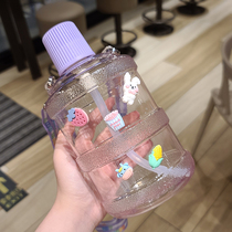 Net Red Money Creative Bucket Cup 1000ml Large Capacity Straw Cup Braces Portable Student Kettle High Face Value Personality