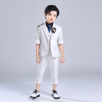 imo summer children's suit suit big kids short sleeve suit walk show small suit white flower dress performance