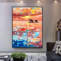 Living Room Abstract Oil Painting American Pure Hand Custom Mural Painting Great Decoration Painting Xuanguan Sunrise Hung Painting Veranda Hand Drawing