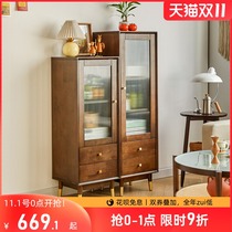 Nordic Wood TV cabinet side cabinet combination small apartment living room wine cabinet kitchen cupboard side cabinet storage locker