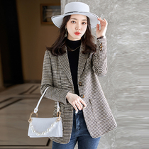 Thousand Bird Gesu coat woman in autumn and winter thickened 2022 Han Sense Lady Leisure Plate Little Suit Costume
