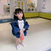 Girls zipper jacket casual spring dress children loose Korean style college style blue treasure Net red long sleeve jacket autumn