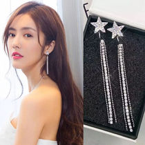 925 sterling silver star earrings female earrings Korean temperament long tassel five-pointed star EAR thread thin face Net red earrings