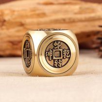 Juyuan Pavilion six-sided dice copper turn money bull turn to the universe hand-to-hand work decompression text play spin to make money to carry with you