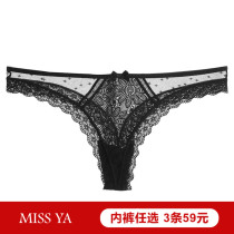 Miss Ya sexy low-waist ultra-thin lace briefs female spring and summer lace panties ultra-thin T-shaped panties T-shaped