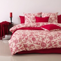 Wedding four-piece set big red cotton long-staple cotton four-piece set pure cotton satin bed sheet quilt cover four-piece set on newly-married bed