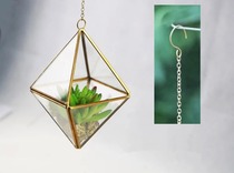 Factory direct sales copper geometric diamond-shaped glass greenhouse succulents hanging greenhouse micro-landscape flower device