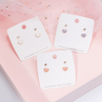 New silver needle simple Joker small student earrings female love mini earrings sleep without picking suit combination