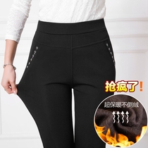 Middle-aged womens pants Moms pants Spring and autumn middle-aged womens pants Autumn velvet thickened leggings straight pants