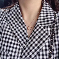 Korean version niche nail design 18K short money chain titanium steel gold-plated sweater chain Simple light luxury clavicle chain for men and women