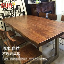 Simple modern solid wood conference table long table retro negotiation large board table log workbench loft office long table