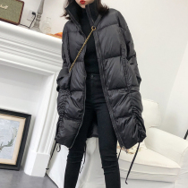 Black down jacket women's long Korean white duck down 2020 winter new explosions small ins loose coat