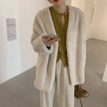 MSBEAST purple standard imported mink coat whole mink coat mink fur fur women long V collar