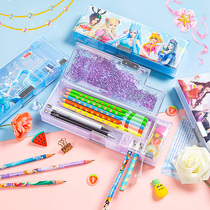Ye Luoli stationery box children female primary school quicksand Net red multi-function pencil box student bully special large-capacity senior ins tide girl kindergarten cute girl girlfriends double-layer pen box