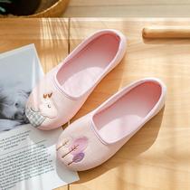 Moon shoes summer thin model seven or eight month bag with cute postpartum breathable cotton slippers women Spring and Autumn non-slip home shoes