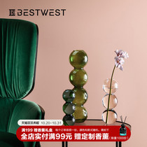 BEST WEST candied gourd Glass Vase ornaments Nordic living room transparent vase decorations niche creative