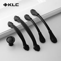 KLC European wardrobe door drawer small handle black round kitchen cabinet door handle shoe cabinet button handle