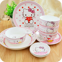 Cartoon rice bowl cute children ceramic bowl home rice bowl Creative Bowl plate spoon tableware set eating bowl