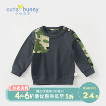 cutebunny baby autumn clothing small boy pure cotton long sleeve sweatshirt foreign air baby pure cotton cover head blouses