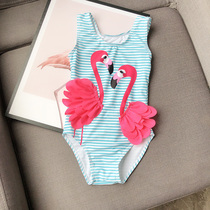 Girls swimsuit Childrens one-piece toddler swimsuit girl princess childrens Flamingo swimsuit girl cute