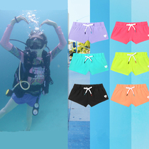 Summer sports leisure fitness solid color beach pants womens shorts tight thin swimming hot spring surfing quick-drying shorts