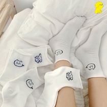 White socks female Japanese bear middle tube Korean ins wind cartoon cute college wind versatile stockings cotton ins wind