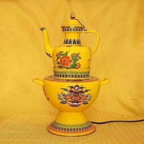 Eight auspicious pattern ghee teapot enamel tea kettle set Plug-In teapot