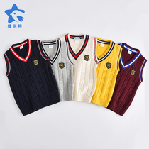 Boys and girls vest Spring and Autumn childrens clothing Wool vest CUHK childrens school uniform Garden service College sweater sweater sweater