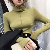 Wooden ear half-high collar bottoming shirt women wear 2019 autumn and winter European foreign style small shirt Joker jacket long sleeve T-shirt