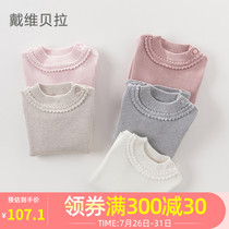 Davebella davebella Childrens top Girls baby autumn and winter lace round neck warm sweater sweater sweater