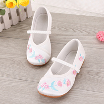 Hanfu shoes girls embroidered shoes handmade retro shoes childrens costume princess shoes old Beijing cloth shoes Chinese style