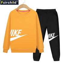 Boys velvet suit 2021 new boys two-piece set middle and large children 12-year-old sweater thickened children handsome spring and autumn