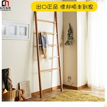 Solid wood ladder Coat rack Floor-to-ceiling creative simple modern trapezoidal bedroom hanger Living room bathroom towel rack