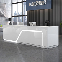 Company Reception Desk Reception Desk White Fashion Baking Varnish Bar Table Minima Modern Beauty Salon Counter Cashier Set to do
