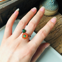 Moshangshi (Yufu) sterling silver inlaid Hetian Yunanhong ring customization