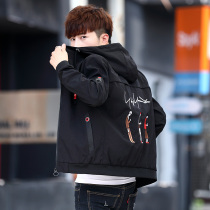 Spring Autumn Season Male Jacket Han Version Sashimi Trend Casual Jacket Student Fashion Tandem Hat Print Youth Clothes Tide