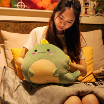 Cute cartoon student warm hand cover pillow meddle plush office nap pillow blanket quilt winter warm dual-use