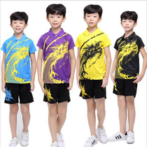 Childrens table tennis dragon suit set boys and girls sports jersey short-sleeved shorts training suit badminton suit quick-drying