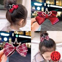 Girls floral headdress 2021 New bow headwear ponytail red bride hair accessories tidal ocean air tassel ancient style