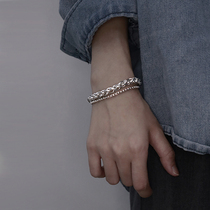 European and American Tide brand Bracelet Mens trend retro titanium steel hip hop bracelet niche design ins cold wind domineering hand decoration